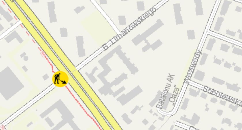 Mapka z robotami drogowymi