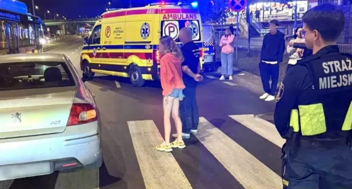 Wypadki, Groźny wypadek Mokotowie Strażnicy wszystko widzieli - zdjęcie, fotografia