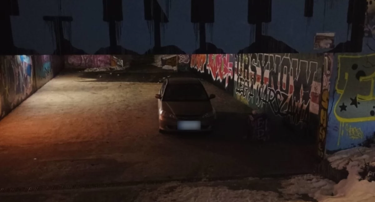 Działania Służb, Zaparkował przejściu podziemnym Interwencja policjantów Ursynowie - zdjęcie, fotografia